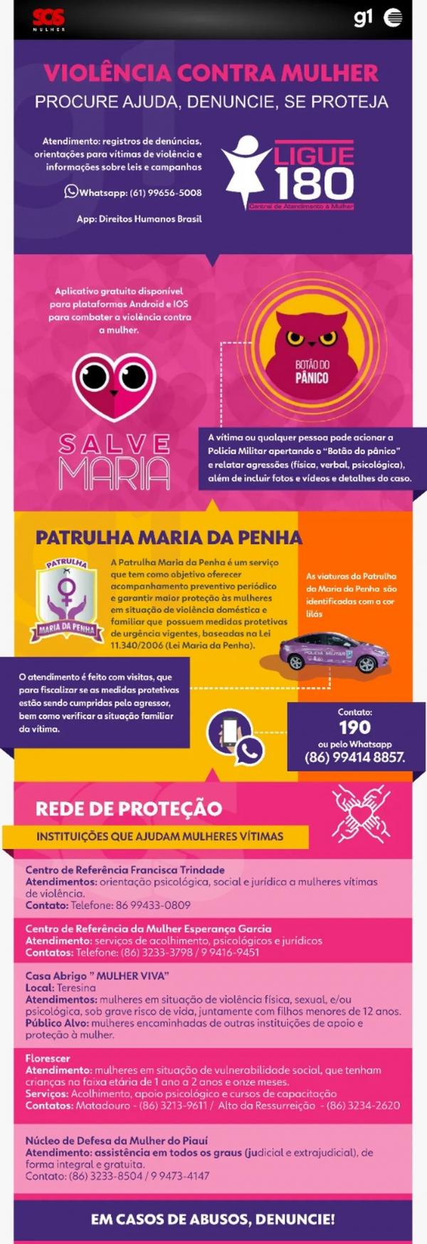 Rede de Prote&ccedil;&atilde;o &agrave; Mulher no Piau&iacute;.(Imagem:Arte Adelmo Paix&atilde;o/g1 PI)