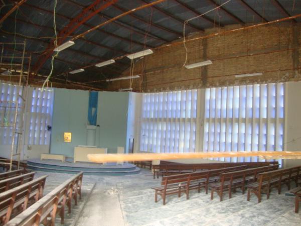 Igreja de Nossa Senhora das Gra&ccedil;as com Teto sendo recuperado(Imagem:reda&ccedil;ao)