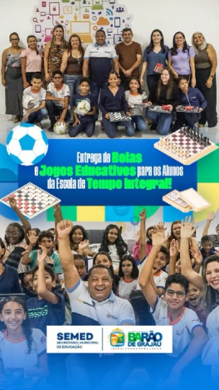 Barão de Grajaú entrega bolas e jogos educativos para alunos da Escola de Tempo Integral