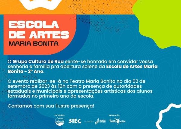 Abertura solene da Escola de Artes Maria Bonita acontece neste sábado em Floriano