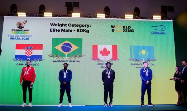 Wanderley Pereira &eacute; ouro nos 80 kg da etapa de abertura da Copa do Mundo de Boxe, em Foz do Igua&ccedil;u (PR), em 26/04/2026.(Imagem:WORLD BOXING/DIVULGA&Ccedil;&Atilde;O)