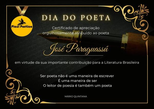 Certificado em homenageado pelo Dia do Poeta(Imagem:Reprodu&ccedil;&atilde;o)