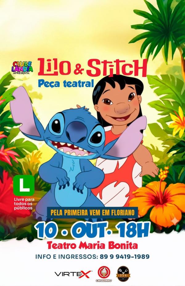 Floriano recebe pela primeira vez o espetáculo teatral "Lilo e Stitch"
