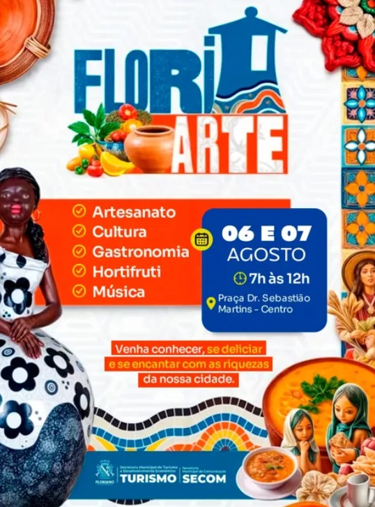 FloriArte movimenta Praça Dr. Sebastião Martins com artesanato, gastronomia e cultura