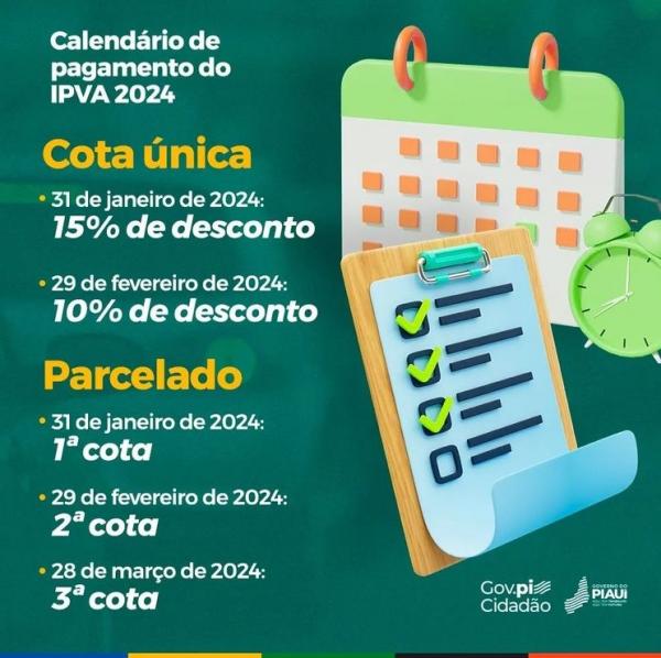 Pagamento do IPVA pode ser feito via Pix pelo Gov.pi Cidadão