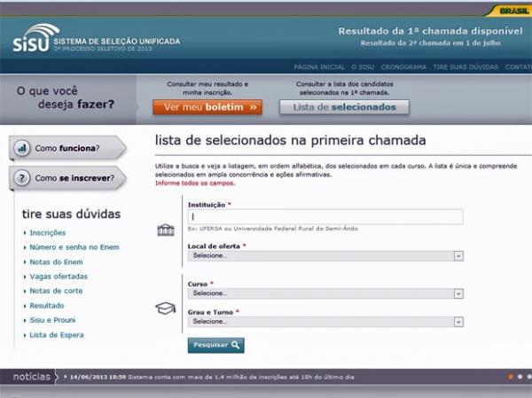 Piauí tem 82.273 inscritos no Sisu para 7.919 vagas, informa balanço do MEC