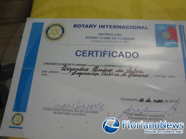  Rotary Clube de Floriano faz homenagem ao Cel. Lisandro Hon&oacute;rio.(Imagem:FlorianoNews)