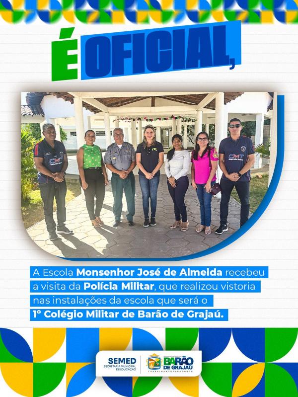  Escola Monsenhor Jos&eacute; de Almeida ser&aacute; o 1&ordm; Col&eacute;gio Militar de Bar&atilde;o de Graja&uacute;(Imagem:Divulga&ccedil;&atilde;o)