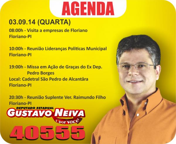 Confira a agenda do candidato Gustavo Neiva para esta quarta (3)(Imagem:Assessoria de Comunicação)