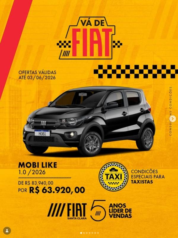 Fiat Santa Clara lança ofertas especiais para taxistas e motoristas de aplicativo em Floriano.(Imagem:Reprodução/Instagram)