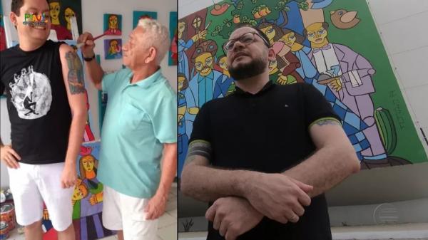  Jornalista Diego e o artista Nonato Oliveira.(Imagem:Reprodu&ccedil;&atilde;o/TV Clube )