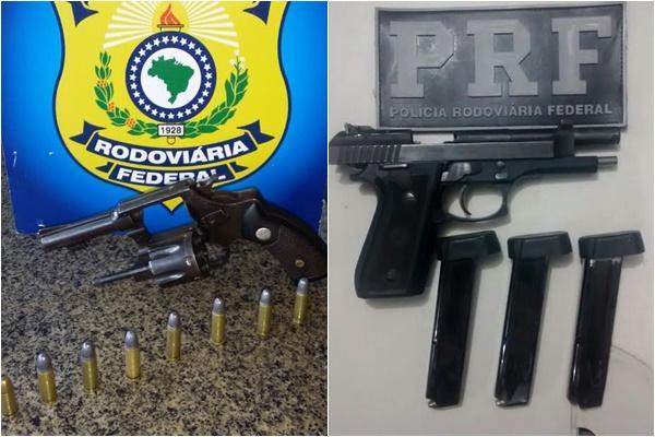 Armas e muni&ccedil;&otilde;es apreendidas(Imagem:PRF)