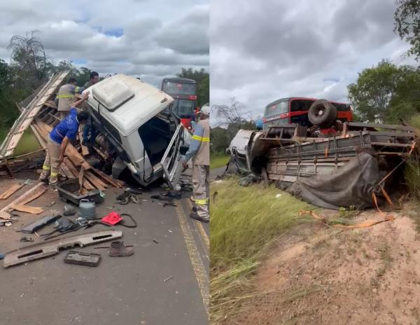 Colisão entre caminhões na PI-140 deixa um morto e feridos entre Floriano e Itaueira
