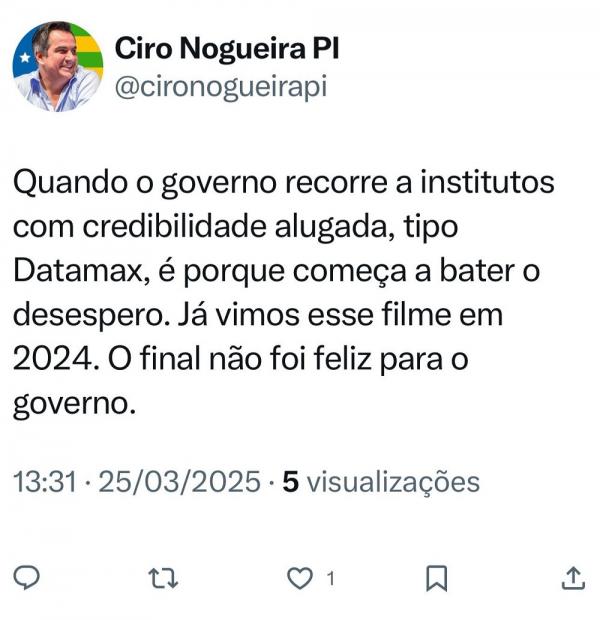 Ciro ironiza resultado de pesquisa que dá quase 100% de aprovação a Rafael Fonteles