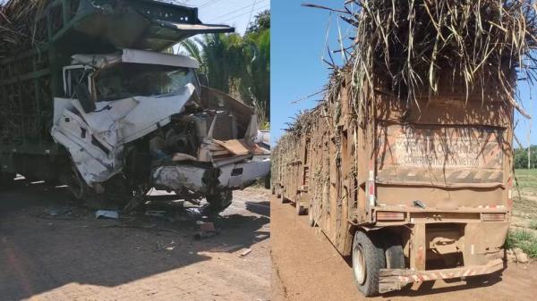 Batida deixa cabine de carreta destruída na PI-112; motorista sai ileso