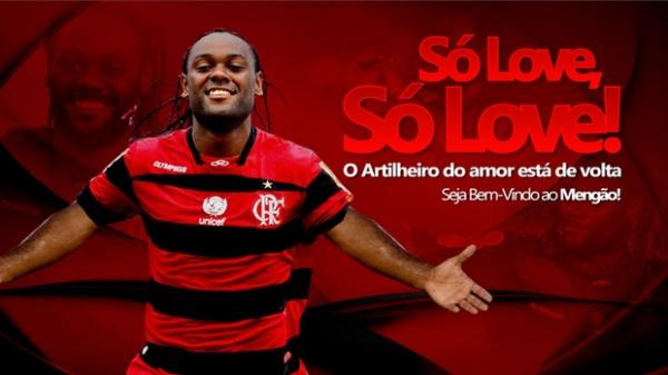 Site do Flamengo estampa a contrata&ccedil;&atilde;o de Vagner Love.(Imagem: Site Oficial do Flamengo)