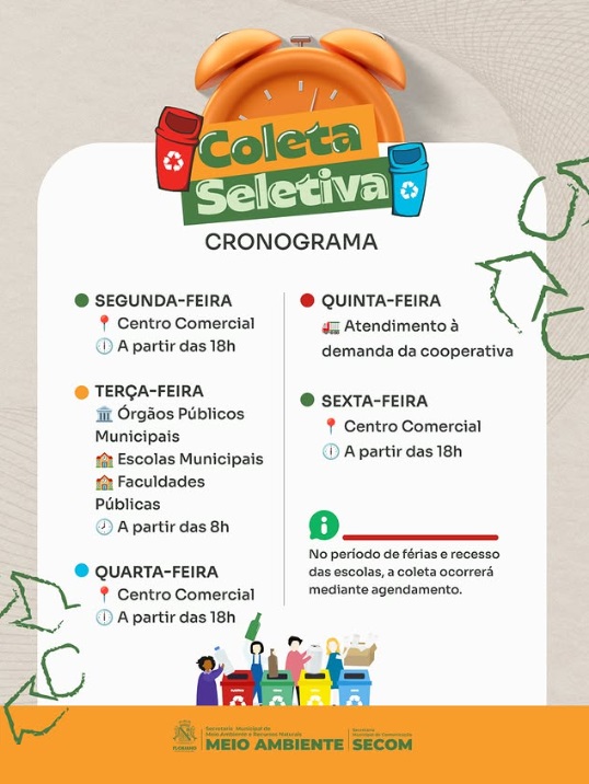 Prefeitura de Floriano divulga cronograma da Coleta Seletiva e reforça compromisso com meio ambiente
