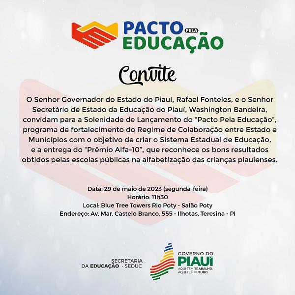Governo do Piauí lança o programa Pacto Pela Educação nesta segunda (29)