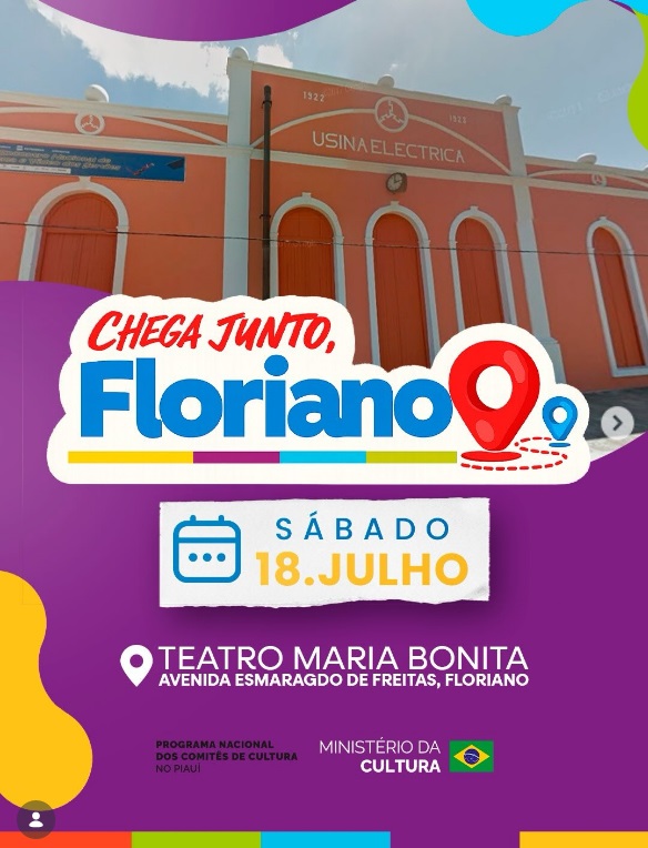 Projeto Chega Junto promove seminário, oficinas e apresentações culturais em Floriano neste sábado