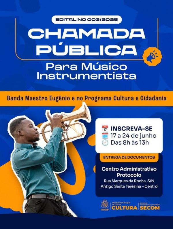 Cultura abre credenciamento para atuação na Banda "Maestro Eugênio" e programa "Cultura e Cidadania"