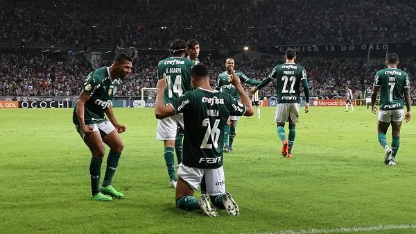  Murilo, do Palmeiras, marcou o gol da vit&oacute;ria contra o Atl&eacute;tico-MG.(Imagem: Cesar Greco / Palmeiras )
