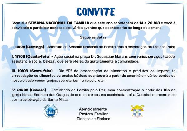 Diocese de Floriano realiza "Semana Nacional da Família"