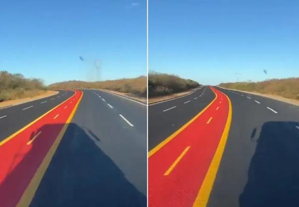 Vídeo de ciclofaixa no meio de estrada no Piauí viraliza nas redes sociais