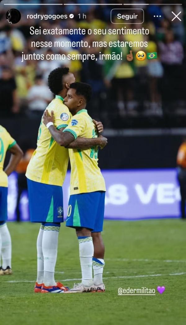 Rodrygo apoia Militão após confirmação da ausência na Copa: "Sei exatamente o sentimento"