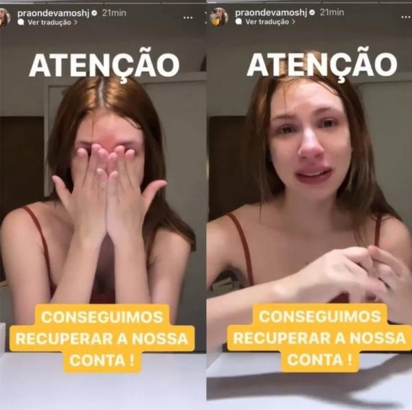 Influencer chora ao recuperar conta hackeada em rede social após criminosos aplicarem golpes