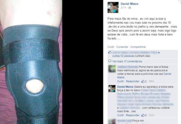 Lesão no joelho tira Daniel Pedreiro de evento e avisa: "Logo estarei de volta"