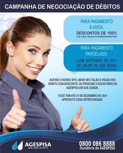 Campanha de negociação de dívidas da Agespisa encerra nesta sexta-feira (31)