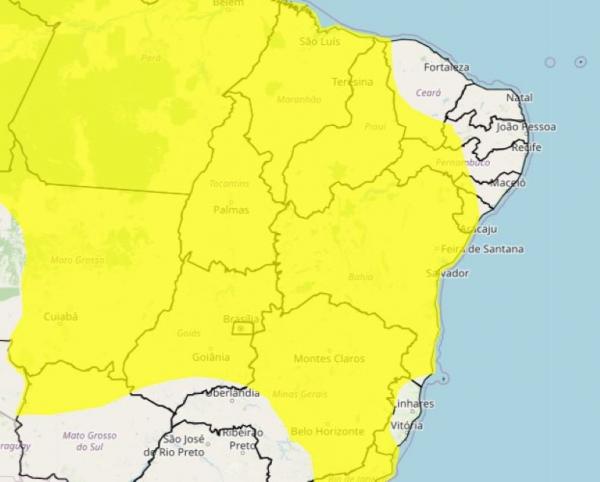 INMET emite alerta de chuvas intensas para regiões do Piauí neste domingo (18)(Imagem:Reprodução / Inmet)