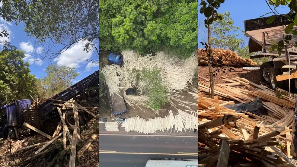 Caminhoneiro é encontrado morto sob carga de madeira após caminhão tombar na BR-222 no PI

