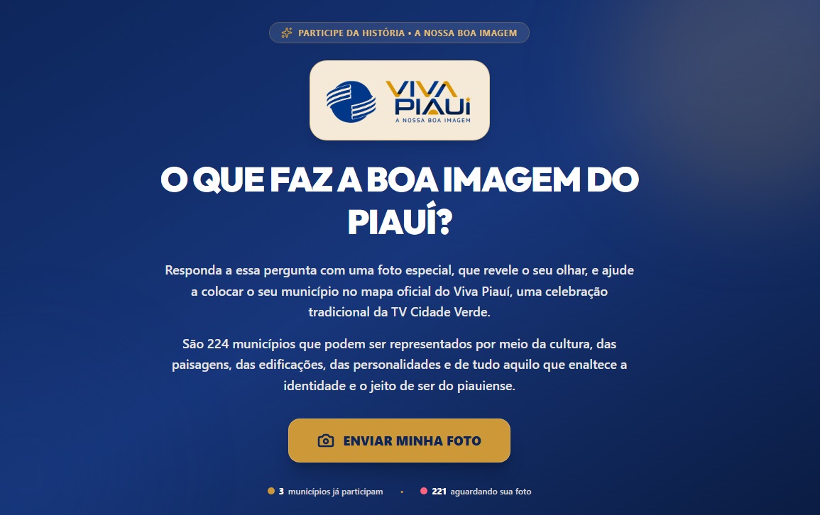 Viva Piauí desafia moradores a enviarem fotos dos 224 municípios do Estado
