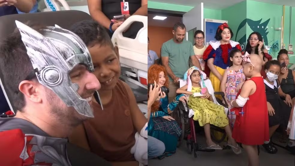 Crianças em tratamento contra câncer recebem visita de personagens infantis em Teresina
