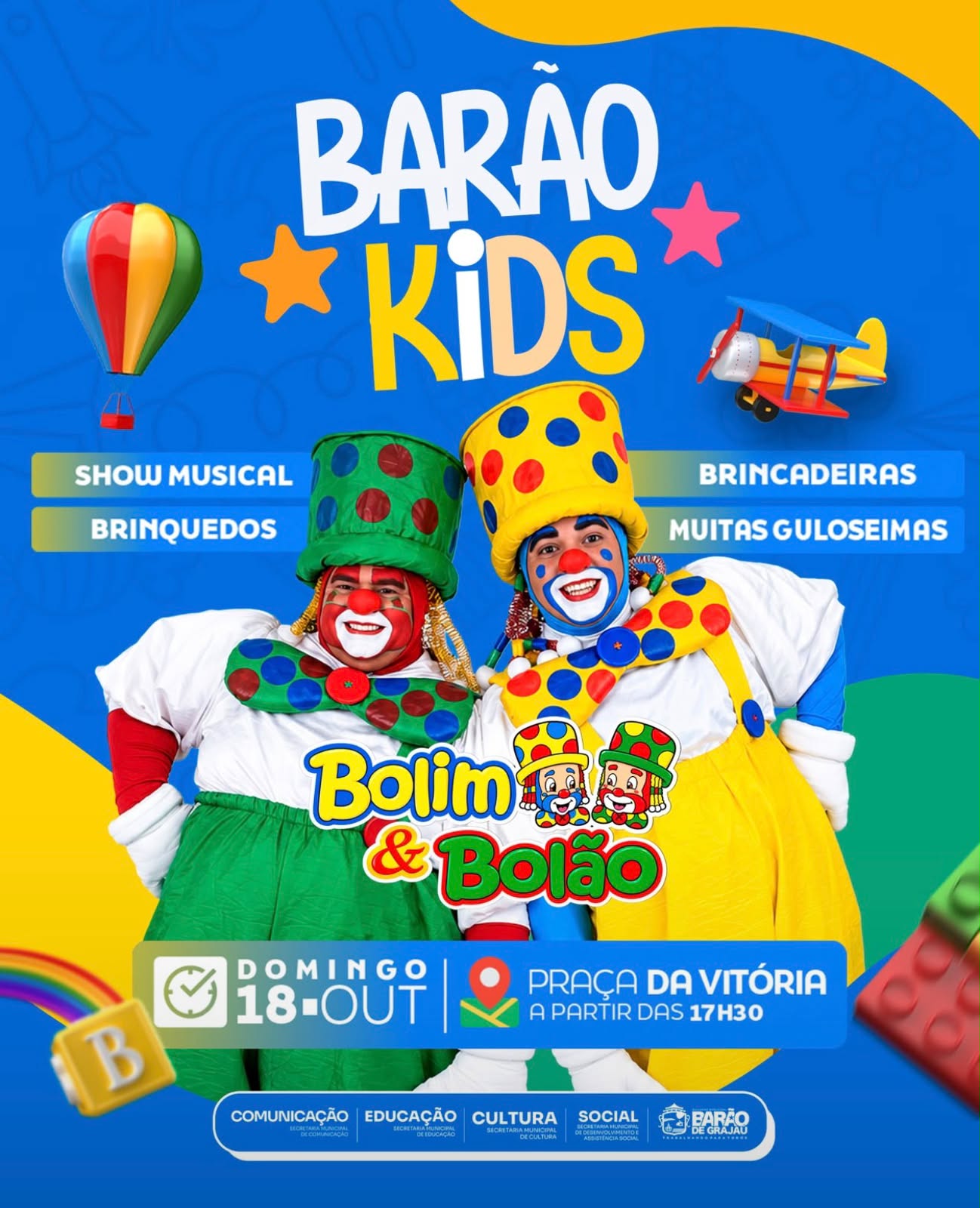 Barão Kids promete tarde de diversão para as crianças neste domingo em Barão de Grajaú