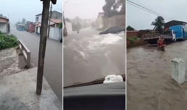 Chuva torrencial alaga ruas e &aacute;gua invade casas em Buriti dos Lopes; V&iacute;deo(Imagem: Buriti Ordin&aacute;rio)