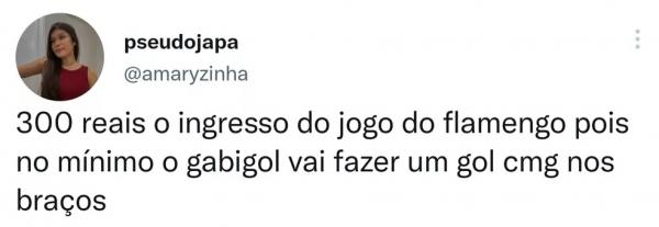  Torcedora ironiza pre&ccedil;o do ingresso de Altos x Flamengo.(Imagem: Reprodu&ccedil;&atilde;o)