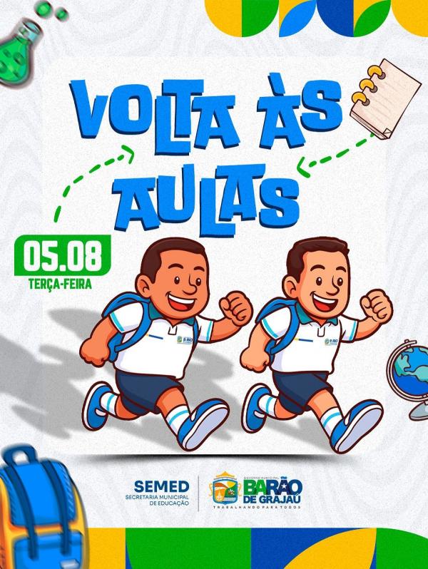 Volta &agrave;s aulas: rede municipal de ensino de Bar&atilde;o de Graja&uacute; retorna dia 05 de agosto(Imagem:Divulga&ccedil;&atilde;o)