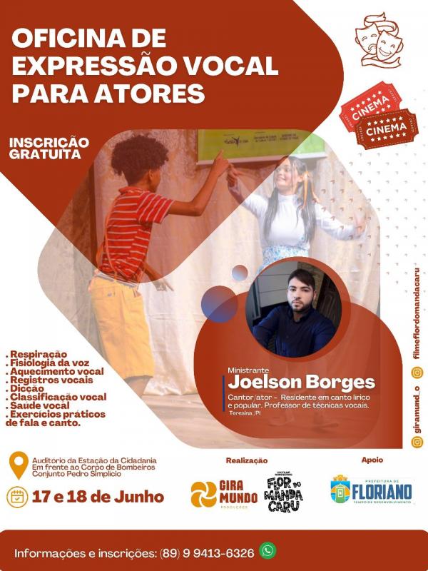 Oficina de Expressão Vocal para Atores promete transformar performances teatrais em Floriano