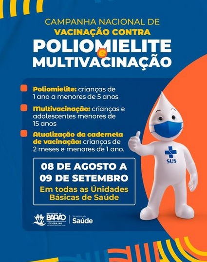 Barão de Grajaú realiza campanha de vacinação da Poliomielite e Multivacinação, até o dia 9 setembro