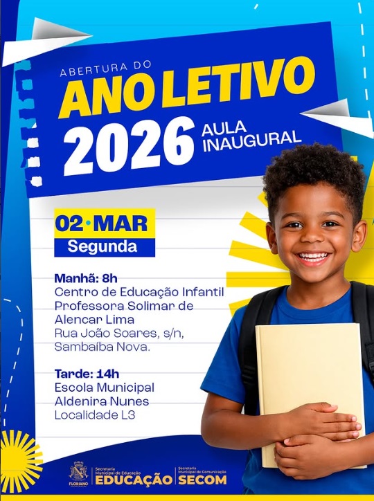 Rede municipal de Floriano iniciará ano letivo com "Aula Inaugural 2026"