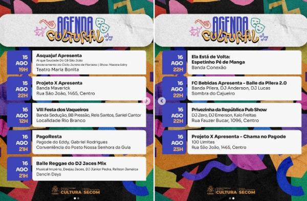 Floriano tem programa&ccedil;&atilde;o cultural diversificada para todos os gostos nesta semana.(Imagem:Reprodu&ccedil;&atilde;o/Instagram)