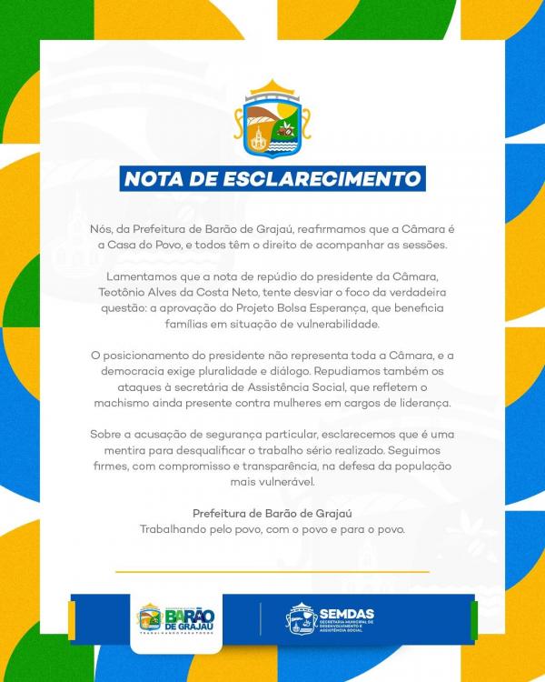 Prefeitura de Barão de Grajaú esclarece fatos e reforça compromisso com a transparência