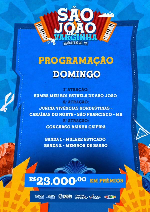 Confira a programa&ccedil;&atilde;o deste domingo (29) do S&atilde;o Jo&atilde;o da Varginha em Bar&atilde;o de Graja&uacute;.(Imagem:Divulga&ccedil;&atilde;o)