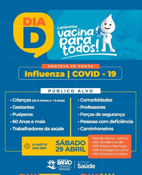 Barão de Grajaú realiza "Dia D" da campanha "Vacina para todos" neste sábado (29)