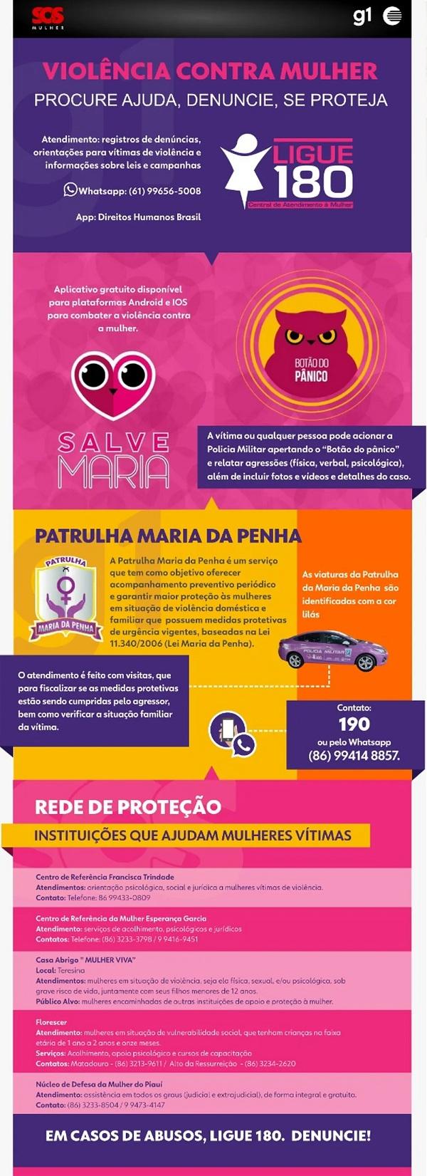  Rede de Prote&ccedil;&atilde;o &agrave; Mulher no Piau&iacute;.(Imagem: Arte Adelmo Paix&atilde;o/g1 PI)