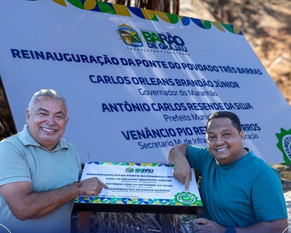 Ponte do povoado Três Barras é reinaugurada e garante mais mobilidade para moradores da zona rural