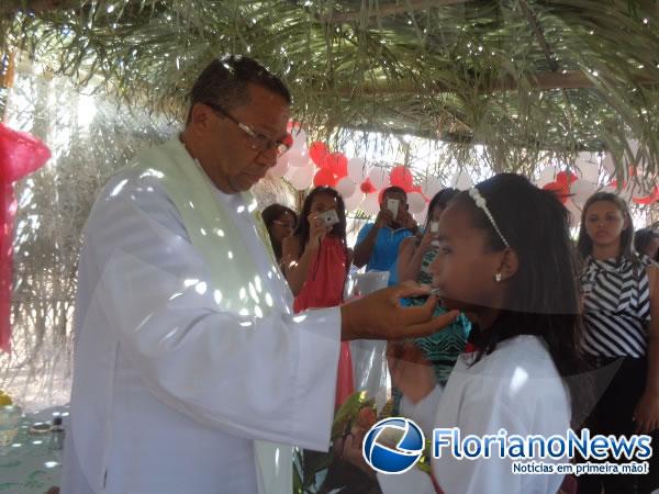 Adolescentes recebem o Sacramento do Crisma na localidade Sap&eacute;.(Imagem:FlorianoNews)