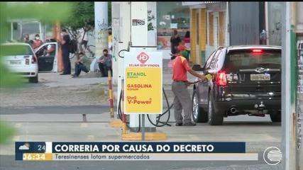 Supermercados e postos de combustíveis registram longas filas após decretos de fechamento no PI